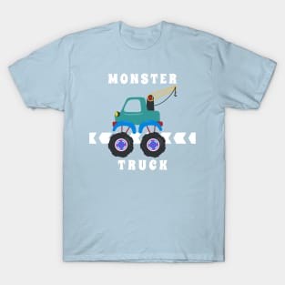 Vector illustration of monster truck with cartoon style T-Shirt